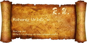 Rohony Uriás névjegykártya